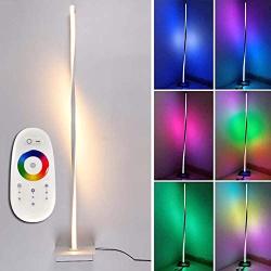 LED Smart Floor Lamp with Remote Control, RGB Color Temperatures and Brightness Dimmable Corner Lights Reading Light, for Living Room Bedroom Color Changing Light Column Floor Lamp,1 White app