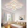 LITFAD 4 Heads Petal Semi Flush Light Monochromatic LED Ceiling Light Fixture 110-120V 40W Modern Acrylic Ceiling Lamp with White Metal Canopy for Living Room Bedroom Restaurant - Warm Light
