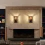 PUSU Farmhouse Wall Light Fixture for Foyer Edison 1-Light Vintage Country House Stairway Wall Sconces for Living Room Industrial Western Metal Wall Mounted Lamp for Bedroom Brown Wooden Wall Lamp