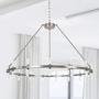 MEEROSEE Brushed Nickel Chandelier Modern LED Farmhouse Chandeliers Large D43.3'' Acrylic Shade 30 Lights Island Round Dining Room Pendant Lighting Fixture for Kitchen Living Room Foyer Dimmable