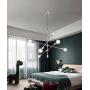 BOWRAIN 6 Lights Brushed Nickel Chandelier Light Fixture Contemporary Sputnik Pendant Light Modern Flush Mount Hanging Lamp for Dining Kitchen Island Bedroom Lighting