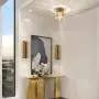 Jaycomey Crystal Ceiling Light,Mini Round Flush Mount Ceiling Light, Entryway Gold Pendant Light for Dining Room,Bedroom,Kitchen