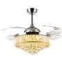 7PM Chrome Crystal Ceiling Fan with Light Modern Retractable Blades Chandelier Fan Remote Control Reverse Fandelier Lighting Fixture for Living Room Bedroom 42 Inch 7PM Chrome Crystal Ceiling Fan with Light Modern Retractable Blades Chandelier Fan Remote Control Reverse Fandelier Lighting Fixture for Living Room Bedroom 42 Inch