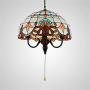 BAYCHEER Tiffany Style Stained Glass Bowl Shade Pendant Light Chandelier Decorative Hanging Lamp Pendant Lighting Adjustable Ceiling Fixture with Pull Chain 3 Lights for Living Room Dining Room