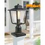 Osimir Outdoor Post Light 2 Pack, Outdoor Post Lantern with Pier Mount Adapter (7.9”W x 13.4”H), Pier Light in Sanded Black Finish with Bubble Glass, Lamp Post Mount Lighting Fixture 2145-1G-2PK