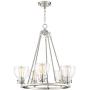 Bellis Brushed Nickel Round Pendant Chandelier 24 1/2'' Wide Modern Industrial Clear Glass 5-Light Fixture for Dining Room House Foyer Kitchen Island Entryway Bedroom Living Room - Possini Euro Design Bellis Brushed Nickel Round Pendant Chandelier 24 1/2'' Wide Modern Industrial Clear Glass 5-Light Fixture for Dining Room House Foyer Kitchen Island Entryway Bedroom Living Room - Possini Euro Design