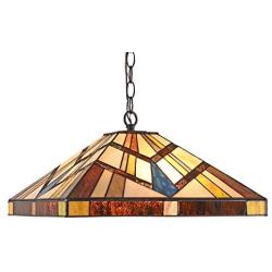 Capulina Tiffany Dining Table Lights, 16 Inch Wide Hanging Tiffany Style Lamp, 2-Light Stained Glass Lighting Fixtures, Stained Glass Dining Room Lights, Mission Style Tiffany Pendant Lights