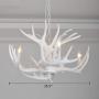 NIUYAO Retro Farmhouse Candle Style Resin Deer Antler White Chandeliers Faux Antler Fixture 4 Light Matching Chain Creative Pendant Light for Living Room Restaurant Bar Cafe Dining Rooms 494843