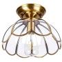 Gaze Vintage Brushed Brass Semi Flush Mount Ceiling Light(7.08'' H) Copper with Clear Glass Shade Ceiling Lamp for Bedroom, Laundry, Living Room,Foyer,Hallway,Entrance