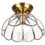 Gaze Vintage Brushed Brass Semi Flush Mount Ceiling Light(7.08'' H) Copper with Clear Glass Shade Ceiling Lamp for Bedroom, Laundry, Living Room,Foyer,Hallway,Entrance