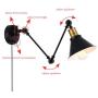 Larkar Swing Arm Wall Lamp Plug-in Cord Industrial Wall Light, with On/Off Switch, E26 Base UL Listed,1-Light Bedroom Wall Sconce Fixtures,Bedside Reading Lamp