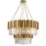 Modern Double Layer Crystal Chandelier,10-Lights Wrought Iron Plating Pendant Light Fixture,Round Luxury Chandelier,E12 Ceiling Light for Dining Room