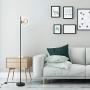 ArcoMead Industrial Floor Lamp with Smoke Gray Glass Shade,On-Off Switch,Modern Indoor Pole Light for Bedroom,Living Room,Study Room or Offices (Black)