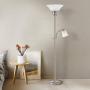 Oneach Ronald Torchiere Floor Lamp with Reading Light Silver Metal Standing Mother/Daughter Torch Lamps with Frosted Glass Shade for Living Room, Bedroom, Nickel Plated Finish