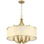 Sydney Warm Antique Brass Drum Pendant Chandelier 25'' Wide Modern Clear Gold Organza Shade 6-Light Fixture for Dining Room House Island Entryway Bedroom Living Room - Possini Euro Design