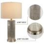 Maxax USB Table Lamp Sets of 2 Nightstand Lamps with Oatmeal Fabric Shade for Living Room and Bedroom,Nickel Finish