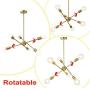 Bowrain 6 Lights Fixture Pendant Light Modern Sputnik Polished Gold Lamp Brushed Brass Mid Century Chandelier Hanging Flush Mount Light Fixture with Adjustable Arms for Dining Room Kitchen Living Room