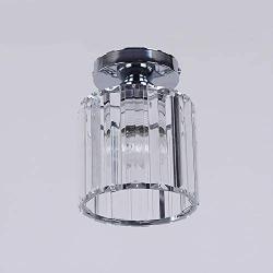 Mini Chandelier Crystal Ceiling Lighting Semi Flush Mount Ceiling Light Fixture Modern Crystal Pendant Light for Kitchen Island Dining Room Bedroom Hallway,E26/E27 Base, Chrome