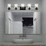 MELUCEE 5-Light Bathroom Vanity Light Fixtures Black Wall Sconce with Clear Glass Shade, Modern Wall Light Fixtures for Vanity Table Bedroom Dressing Table Mirror Cabinets