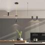 BOKT Dining Room Pendant Light Fixture Modern Industrial Linear Pendant Light Contemporary Chandelier for Living Room, Kitchen Island, Gold Finish and Black Shade (4heads)