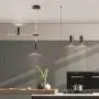 BOKT Dining Room Pendant Light Fixture Modern Industrial Linear Pendant Light Contemporary Chandelier for Living Room, Kitchen Island, Gold Finish and Black Shade (4heads)