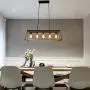 Lobolighting 5-Lights Kitchen Island Light Farmhouse Linear Pendant Lighting for Dining Room Table Chandelier Ceiling Hanging Light Fixture