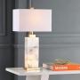 JONATHAN Y JYL6201A Elizabeth 27.5'' Alabaster LED Lamp Coastal,Contemporary,Transitional for Bedroom, Living Room, Office, College Dorm, Coffee Table, Bookcase, White/Gold Leaf