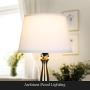 Brightech Gabriella LED Floor Lamp - Free Standing Elegant Style - Tall Pole Light for Living Room, Office Or Bedroom- Modern Upright Light with Fabric Shade - LED Bulb Included - Silver