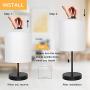 HAITRAL Small Table Lamps Set-Modern Desk Lamps with Pull Chain Switch,Small Lamps for Bedroom, Bedside, Living Room, Dorm, Teenager Room-White
