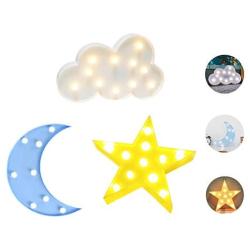 Decorative LED Crescent Moon Star Cloud Night Lights for Kids and Adults,Baby Nursery,Birthday Party,Kids Room Decor
