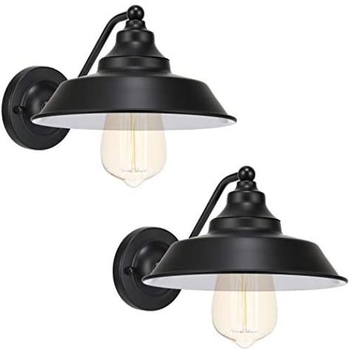 Black Classic Industrial Farmhouse Vintage Wall Sconce Oil Rubbed Balck Finish Wall Lamp Hardwired E26 Wall Lighting Fixtures for Lobby Hallway Kitchen Living Dining Room Restaurant Set of 2