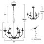 Dining Room Chandelier, Black Chandelier Lighting Fixtures Hanging with 6 Light, Black Finished, 26 inches