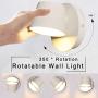 Modern Wall Sconce 6W Warm White 2800K, Adjustable Electric Art Deco Lighting 350 Degrees Rotatable, LED Indoor Light Fixture, Decorative Interior Nordic Lamps for Bedroom Living Room Office