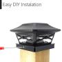 Davinci Renaissance Solar Post Cap Lights - Outdoor Lighting for 4x4 Wooden and Vinyl Posts - Bright Warm White LEDs - Slate Black (1 Pack)