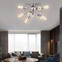 LIGHTESS Sputnik Ceiling Lights Vintage Semi Flush Mount Ceiling Light with 9 UL Sockets Nickel Sputnik Industrial Ceiling Lamp for Kitchen Dining Room Bedroom E26 Base