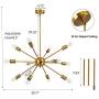 Mid Century Sputnik Chandeliers 12 Light Brushed Brass Modern Pendant Lighting Industrial Gold Bronze Vintage Ceiling Light Fixture for Kitchen Island Farm Living Room Bedroom Foyer