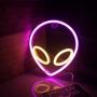 Wanxing Alien Neon Signs LED Neon Wall Sign Pink Yellow Neon Lights for Bedroom Kids Room Hotel Shop Restaurant Game Office Wall Art Decoration Sign Party Supply Gift (Pink+Yellow)