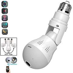 Wi-Fi Bulb Camera 360 Degree 1080P Cameras Surveillance Smart Camera with Night Vision IR Motion Detection Night Vision Two-Way Communication IP Nanny Camera 2.4GHz