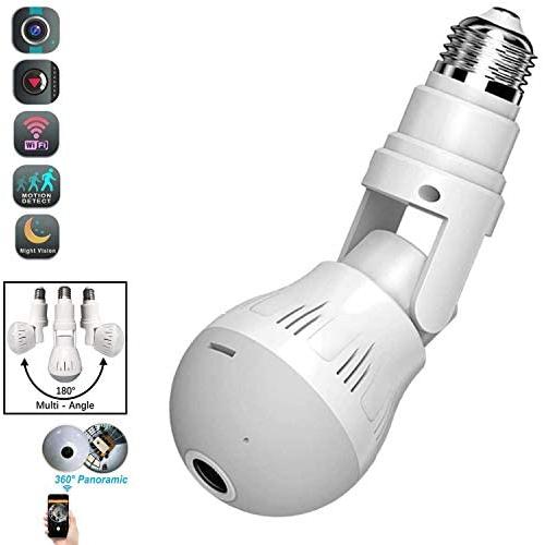 Wi-Fi Bulb Camera 360 Degree 1080P Cameras Surveillance Smart Camera with Night Vision IR Motion Detection Night Vision Two-Way Communication IP Nanny Camera 2.4GHz