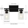 TULUCE 2 Light Vanity Lighting ,Black Modern Wall Sconce Bathroom Lighting Finish with Clear Glass Shade Bathroom Vanity Lights Wall Sconce Fixture for Bathroom ,Mirror Cabinet, Living Room,Porch.