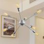 SGLfarmty Sputnik Chandeliers Mid Century Morden Ceiling Light Fixture for Flat or Sloped Ceiling Bar Dining Room 8 Lights (Satin Nickel)