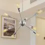 SGLfarmty Sputnik Chandeliers Mid Century Morden Ceiling Light Fixture for Flat or Sloped Ceiling Bar Dining Room 8 Lights (Satin Nickel)