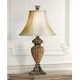 Traditional Table Lamp Urn Two Tone Bronze Off White Bell Shade for Living Room Family Bedroom Bedside Nightstand - Regency Hill Traditional Table Lamp Urn Two Tone Bronze Off White Bell Shade for Living Room Family Bedroom Bedside Nightstand - Regency Hill