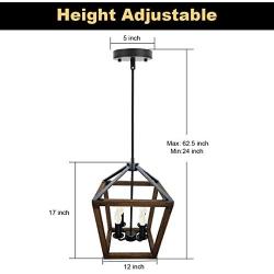 4-Light Rustic Chandelier Metal Pendant Light,Farmhouse Chandeliers,Ceiling Light Fixtures with Oil Rubbed Bronze Finish for Dining Room,Kitchen Island,Hallway and Entryway