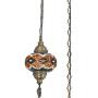 (8 Colors) DEMMEX Turkish Moroccan Mosaic Swag Plug in Pendant Ceiling Hanging Light with 15feet Cord Decorated Chain & North American Plug (Brown - 6'' Diameter)