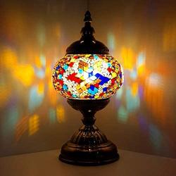 Marrakech Turkish Moroccan Handmade Mosaic Table Desk Bedside Lamp Unique Vintage Stained Glass Night Lamp Decorative Tiffany Lamp for Living Room (1)