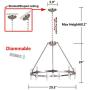 MEEROSEE Nickel Chandelier Modern LED Chandeliers D29.52'' Acrylic Shade 18 Lights Round Farmhouse Dining Room Pendant Lighting Fixture for Island Kitchen Living Room Dimmable