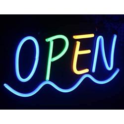 LED Open Neon Light Sign,19 x 10 inch Open Signs for Business,Bright Multicolor Style RGB Letter Window Displaying Light, Bar, Restaurant, Store, Salon, Gas Station, Motel, Door, Shop(Yellow Blue)