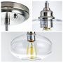 LANROS Modern Chic 1-Light Glass Pendant Lighting Mini Oval Glass Pendant Ceiling Light Fixture for Kitchen Island Bedroom Bathroom Brushed Nickel