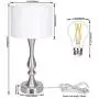 Bedside Touch Lamp with Dual USB Charging Ports, 3 Way Dimmable Nightstand Lamp with Silver Base, USB Touch Control Table Lamp Modern Ambient Light for Living Room, Bedroom, 6W 2700K LED Bulb Included Bedside Touch Lamp with Dual USB Charging Ports, 3 Way Dimmable Nightstand Lamp with Silver Base, USB Touch Control Table Lamp Modern Ambient Light for Living Room, Bedroom, 6W 2700K LED Bulb Included